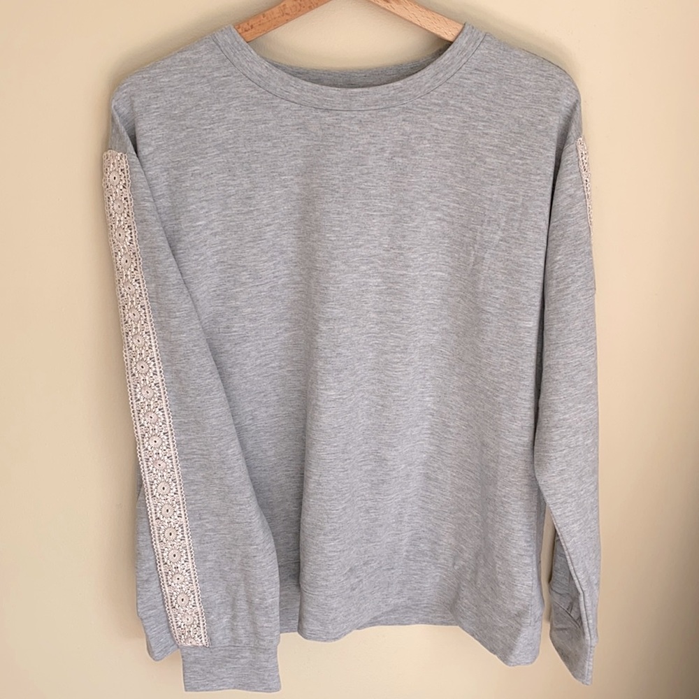 Flora Nikrooz grey sweatshirt with lace Size Large